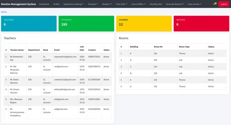 Routine Management System screenshot